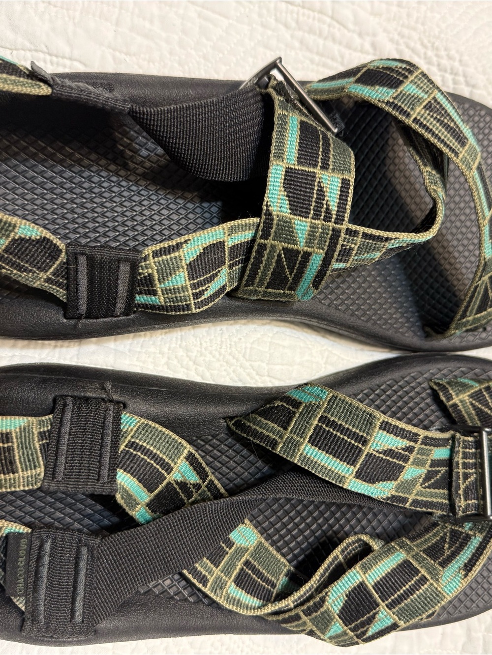 Chaco Black and Teal Adjustable Strap Sandals
